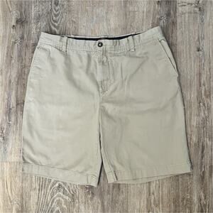 IZOD Chino Shorts Beige Cotton Button Pockets Flat Front Men’s Casual